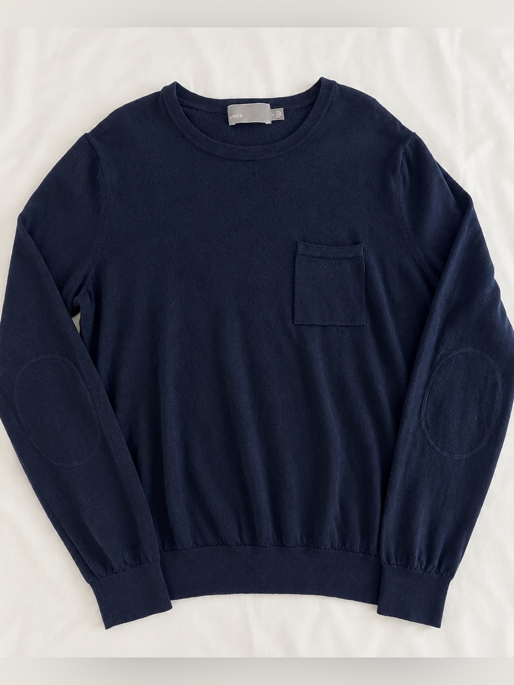 Vince blue 100% wool Crewneck Pullover with Chest Pocket